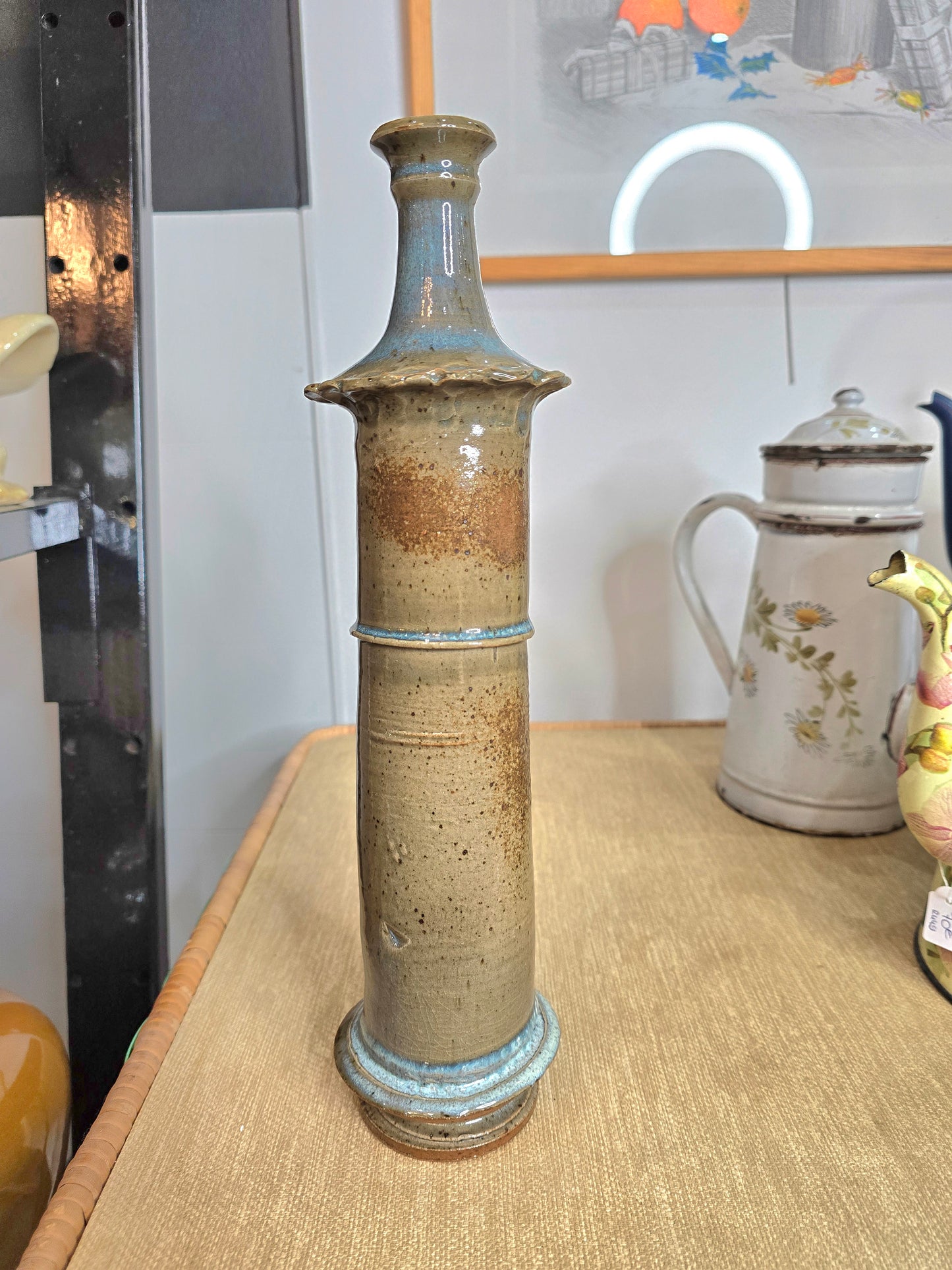 Vase sculptural en grès émaillé – Travail artisanal – Années 70's
