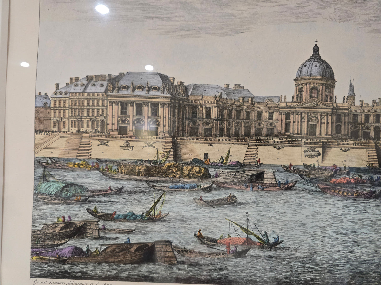 Gravure encadrée – Vue du Collège des Quatre Nations à Paris d’après Israël Silvestre