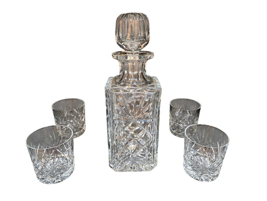 Service à whisky – carafe et 4 verres en cristal