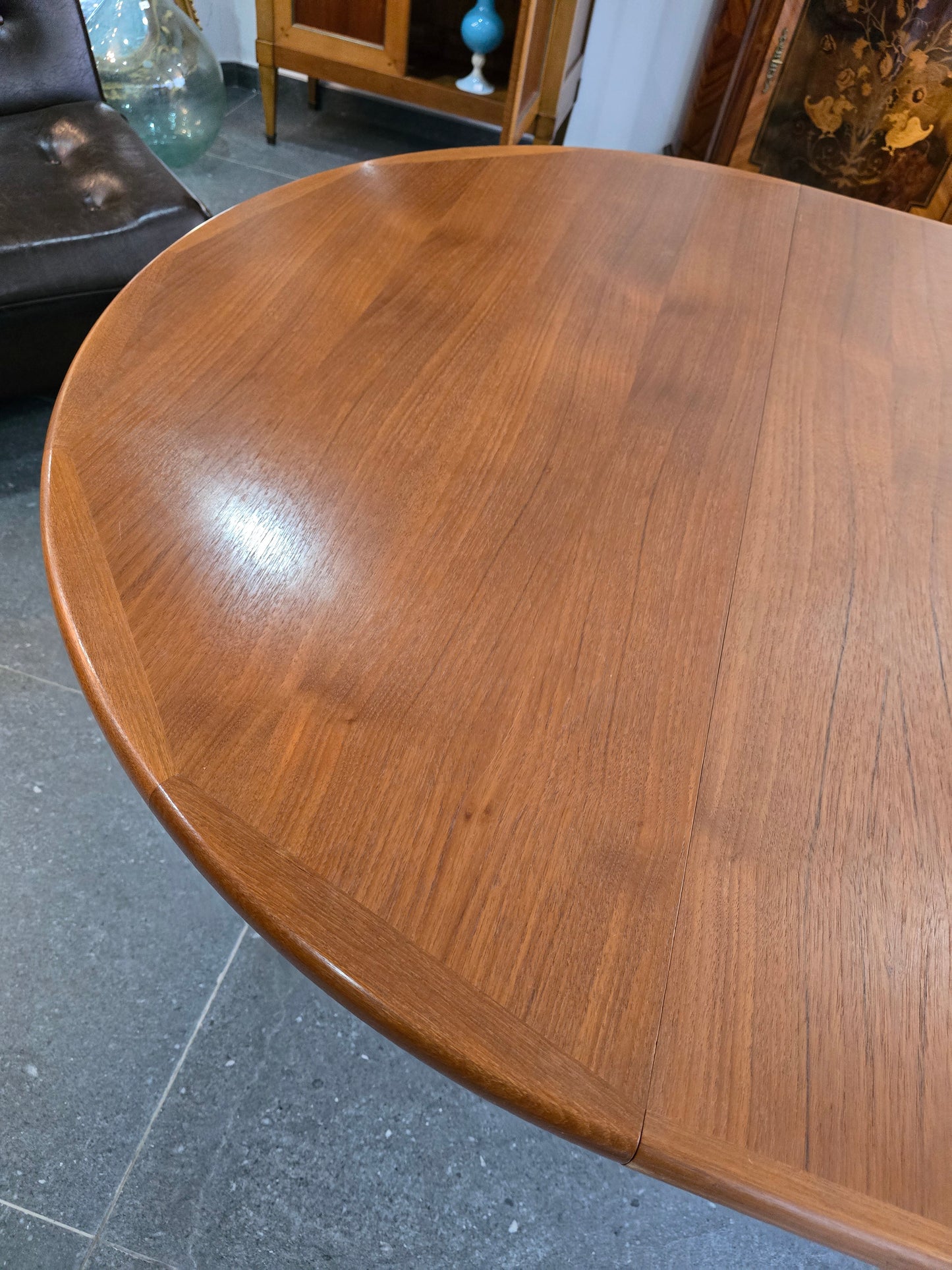 Table ronde extensible en teck – Design scandinave vintage – Ø120 cm + 2 rallonges