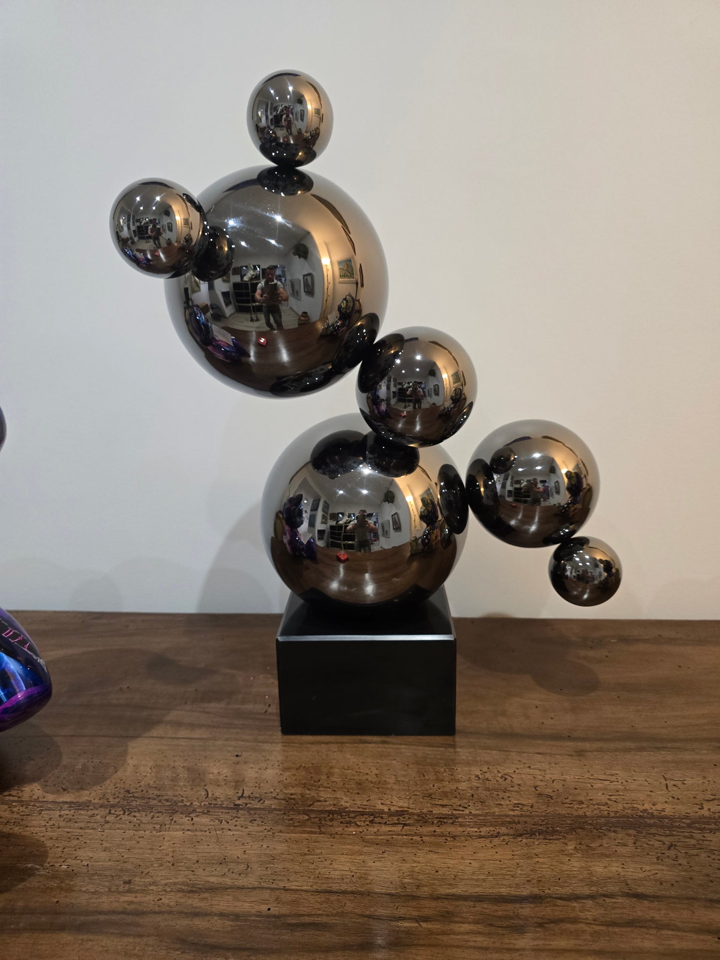Sculpture Pop Art Sphères Chromées – 55 cm