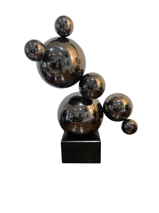 Sculpture Pop Art Sphères Chromées – 55 cm
