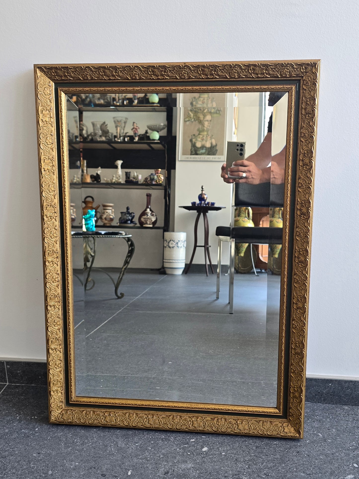Miroir biseauté à cadre doré – 85x60cm Décor floral