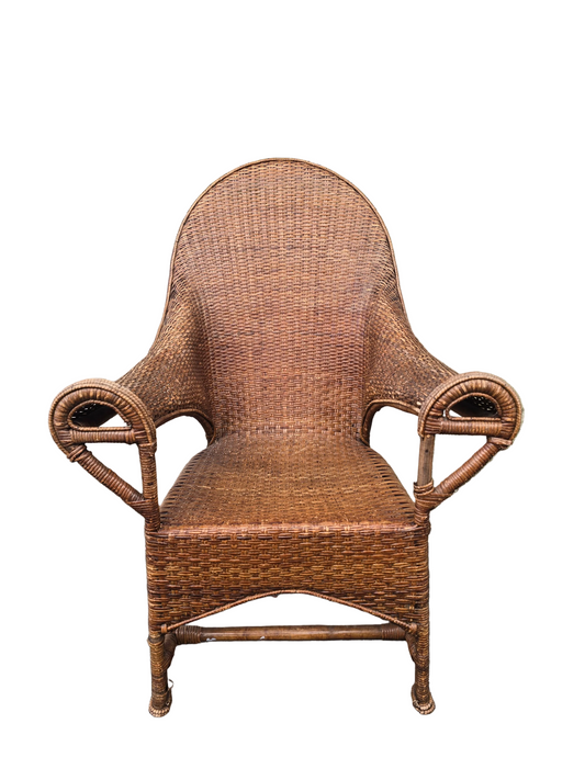 Fauteuil Arts & Crafts en osier et rotin attribué à Dryad & Co, Royaume-Uni, vers 1920