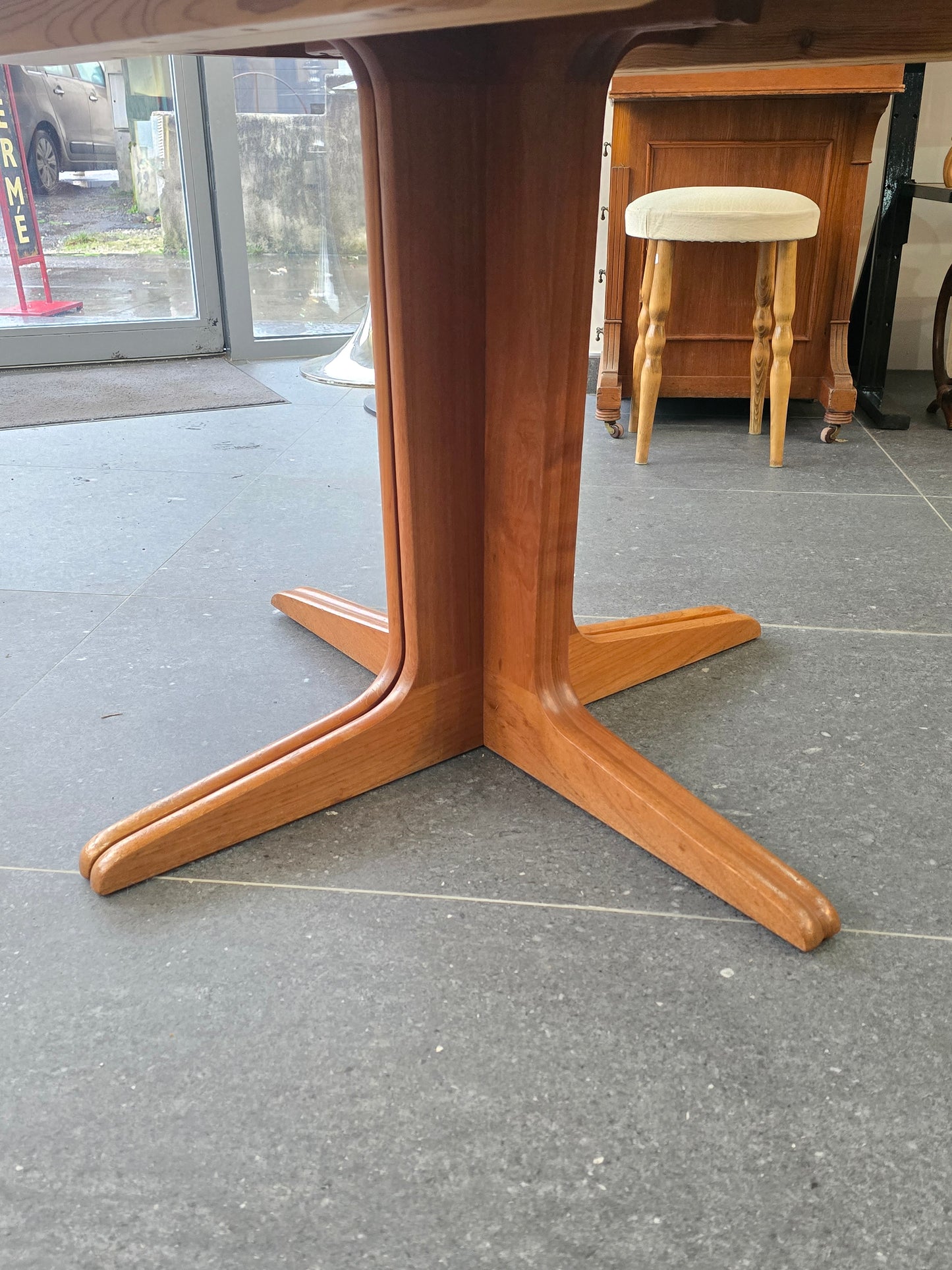Table ronde extensible en teck – Design scandinave vintage – Ø120 cm + 2 rallonges