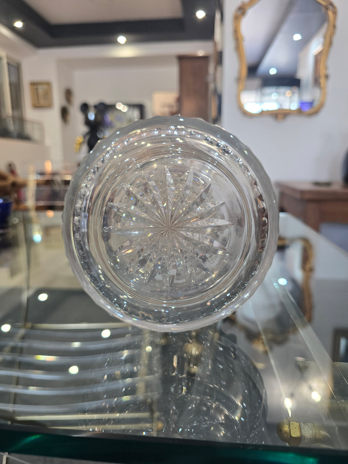 Importante carafe à vin en cristal taillé et argent massif 925/1000, maison Topázio