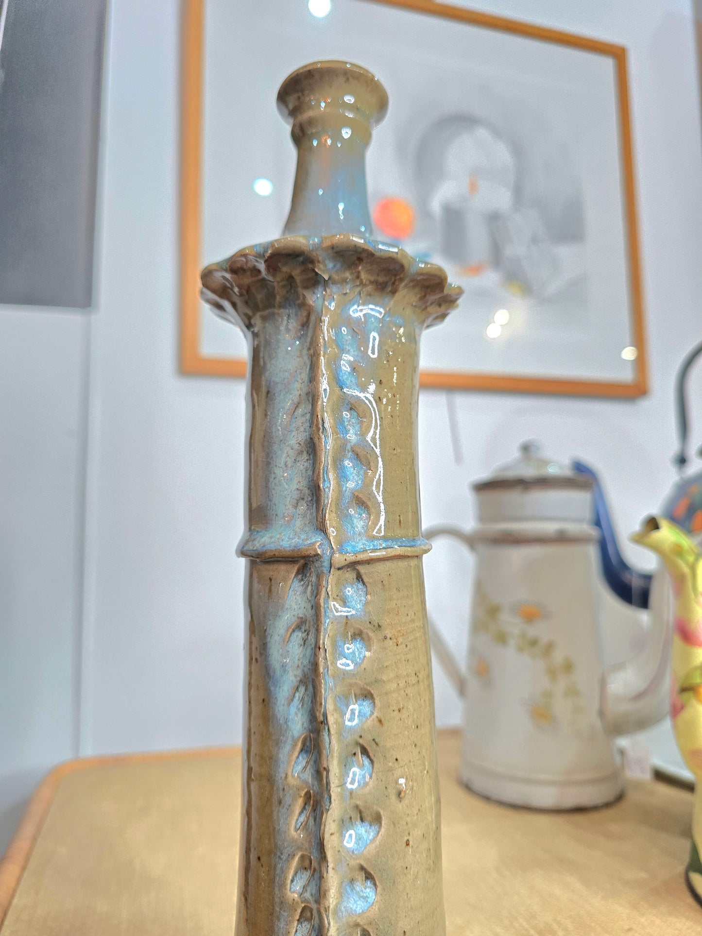 Vase sculptural en grès émaillé – Travail artisanal – Années 70's