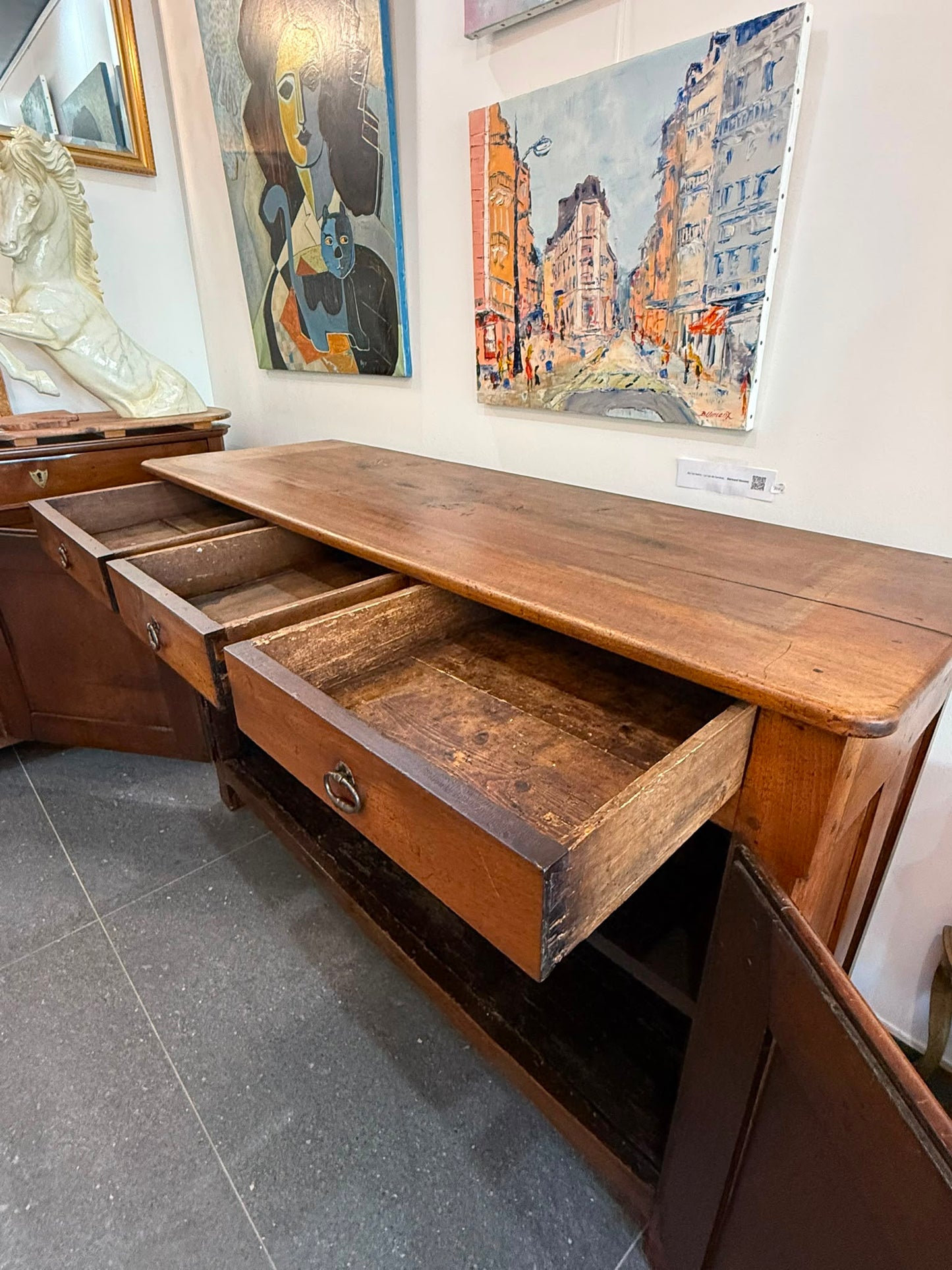 Buffet ancien XIXe siècle en noyer – 3 tiroirs