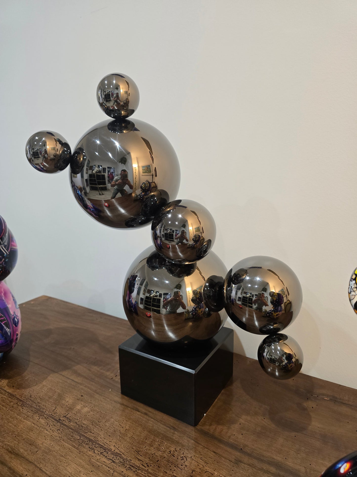 Sculpture Pop Art Sphères Chromées – 55 cm