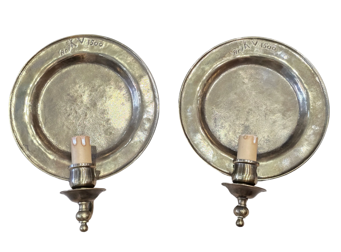 Lot de 2 appliques murales vintage Ari KV 1500 – bronze patiné – Ø 25 cm