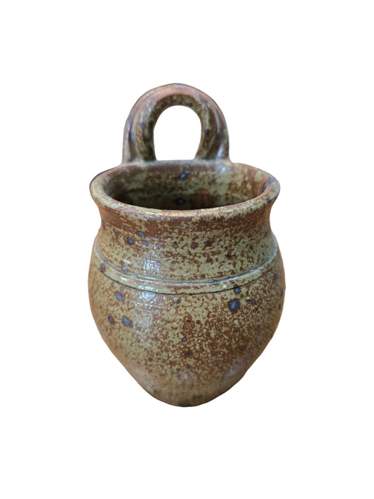 Petit pot en grès émaillé à anse – Céramique utilitaire, France, XXᵉ siècle