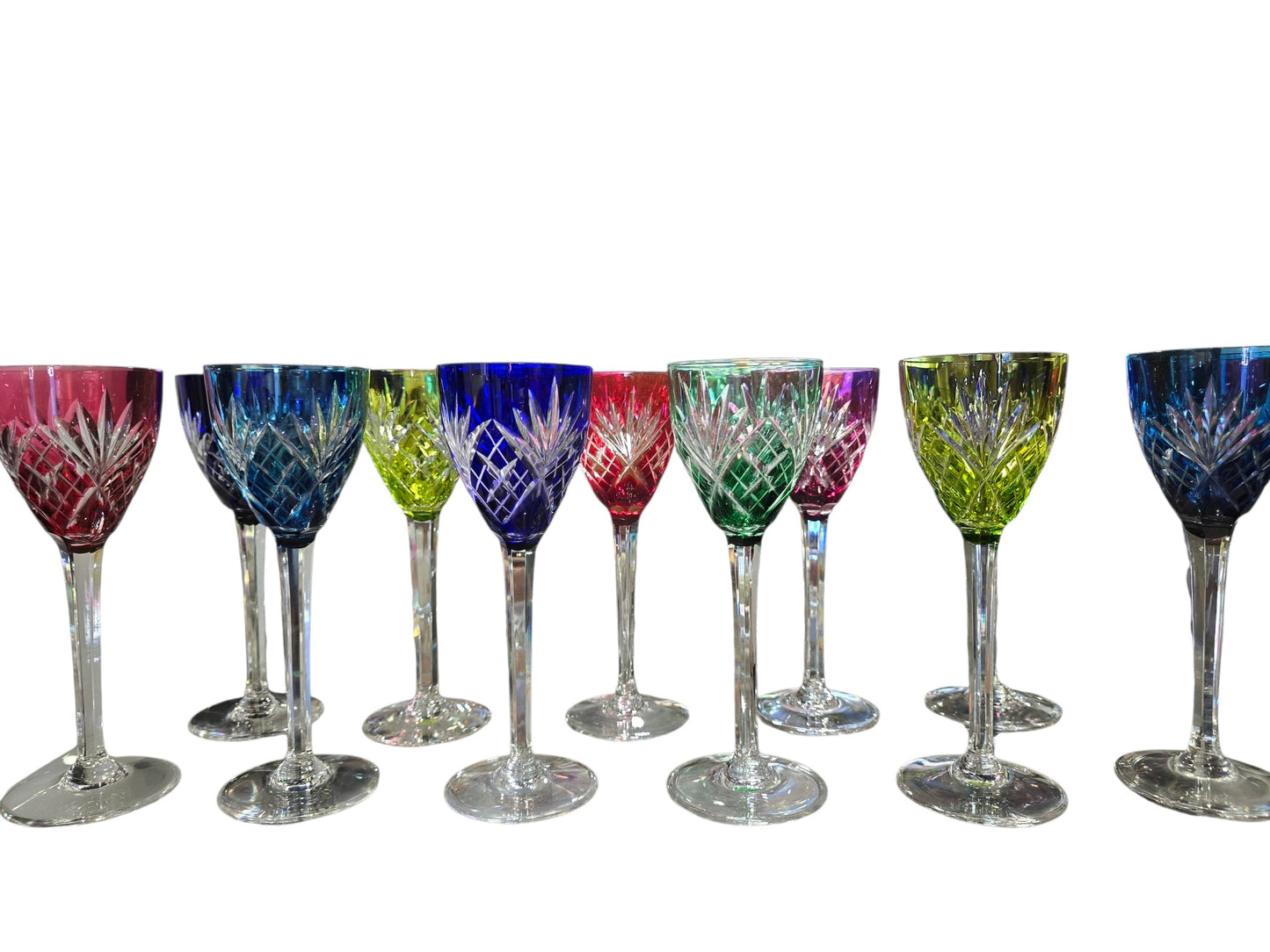 12 coupes / verres colorés Saint-Louis modèle Chantilly