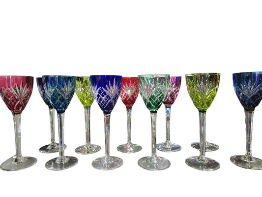 12 coupes / verres colorés Saint-Louis modèle Chantilly