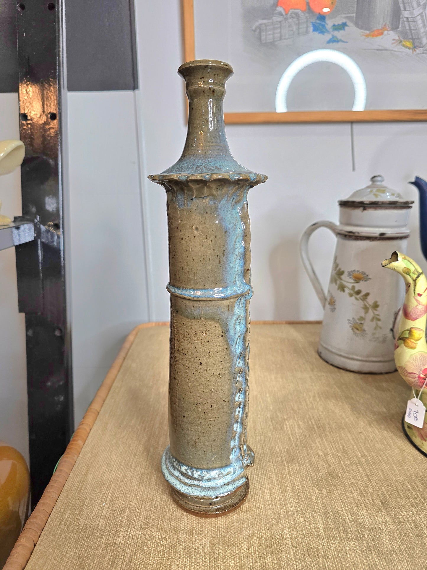 Vase sculptural en grès émaillé – Travail artisanal – Années 70's