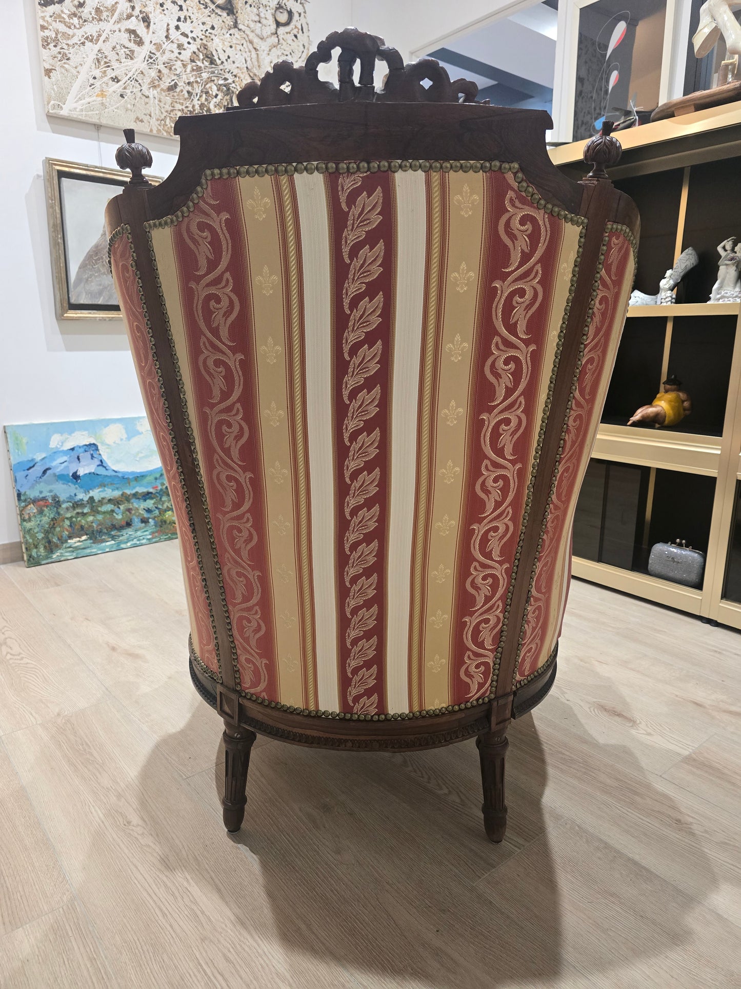 Fauteuil bergère a haut dossier style louis XVI