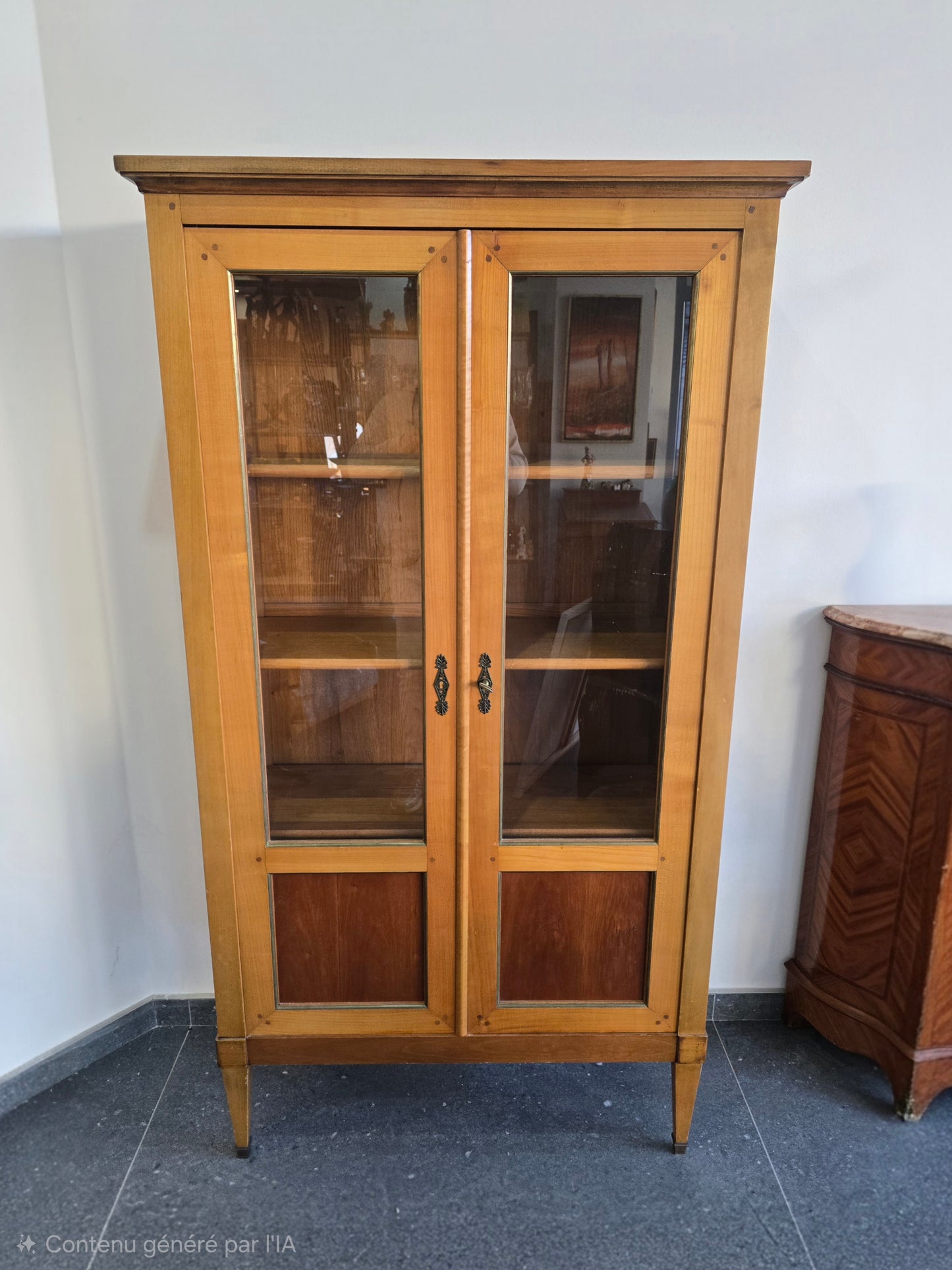 Vitrine / Bibliothèque vintage bois et verre