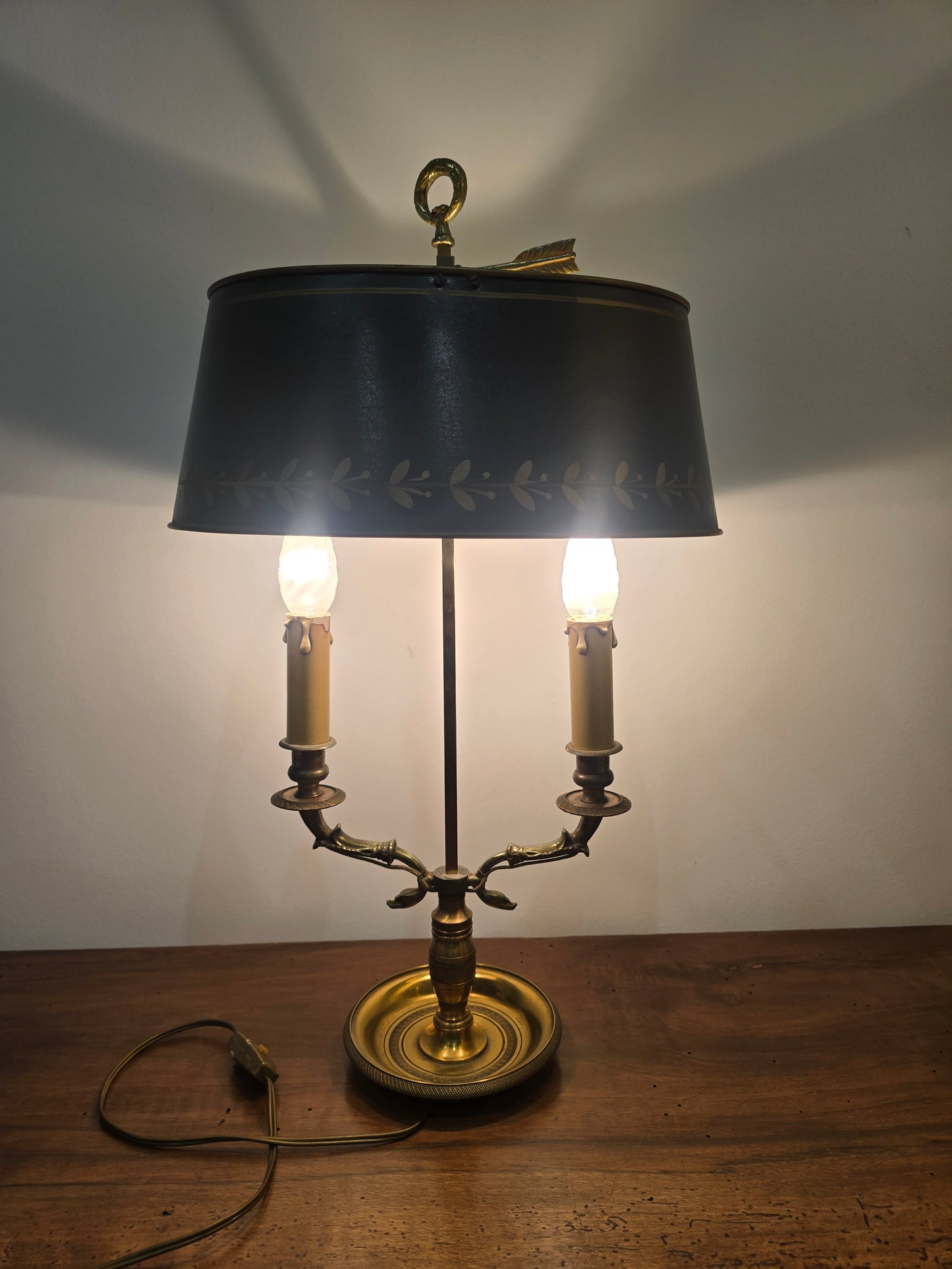 Lampe Bouillotte Empire à Deux Feux en Laiton