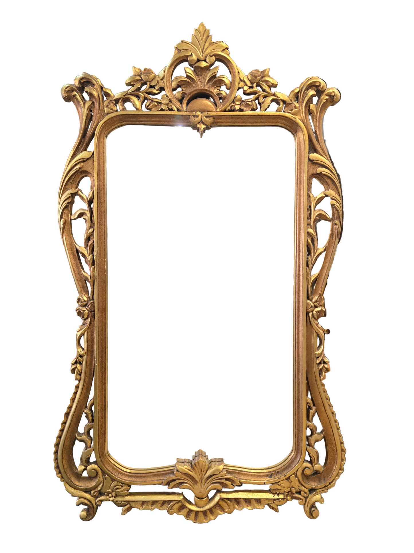 Grand miroir ancien en bois sculpté et doré (1m52)– Style Louis XV
