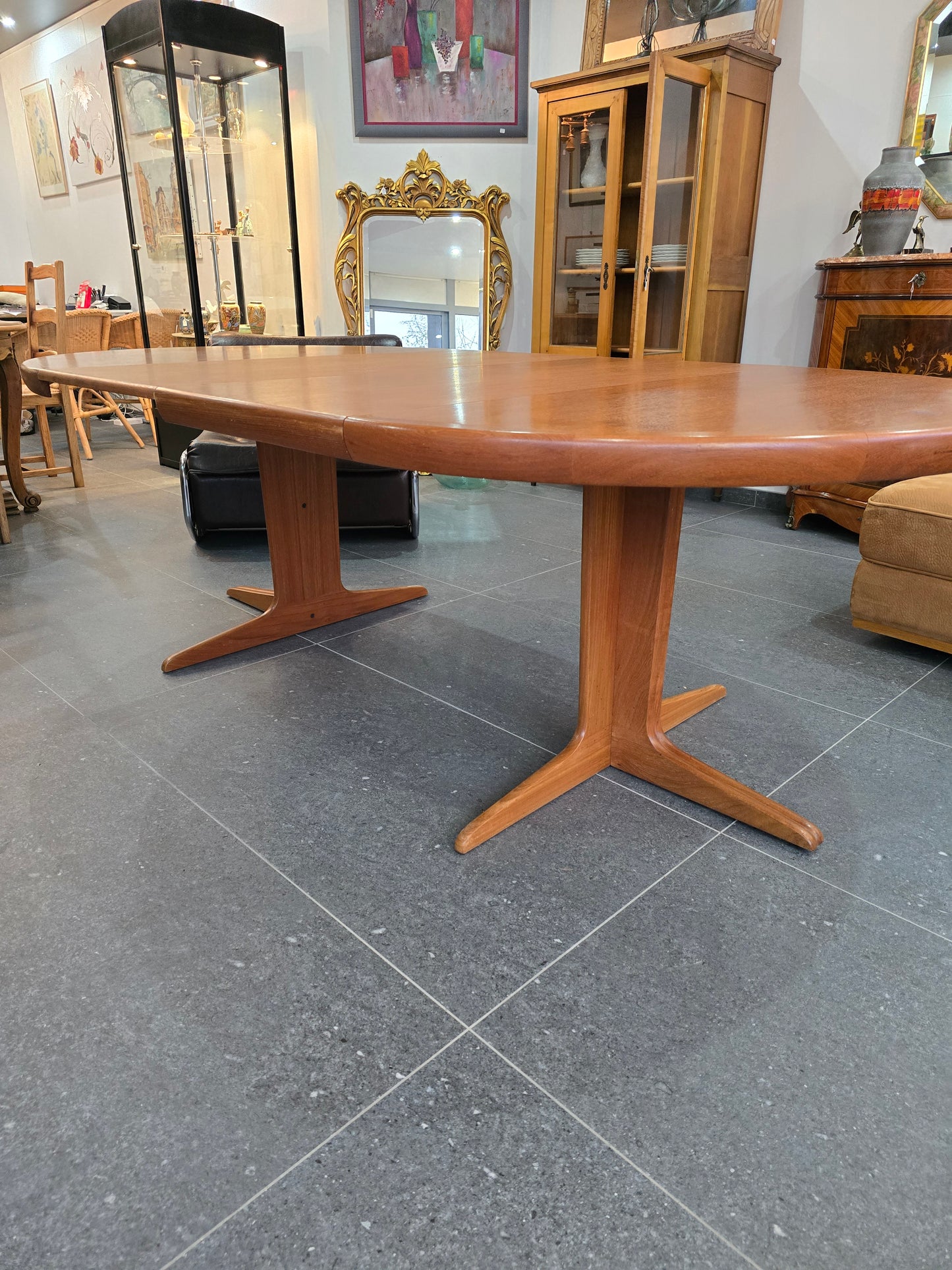 Table ronde extensible en teck – Design scandinave vintage – Ø120 cm + 2 rallonges
