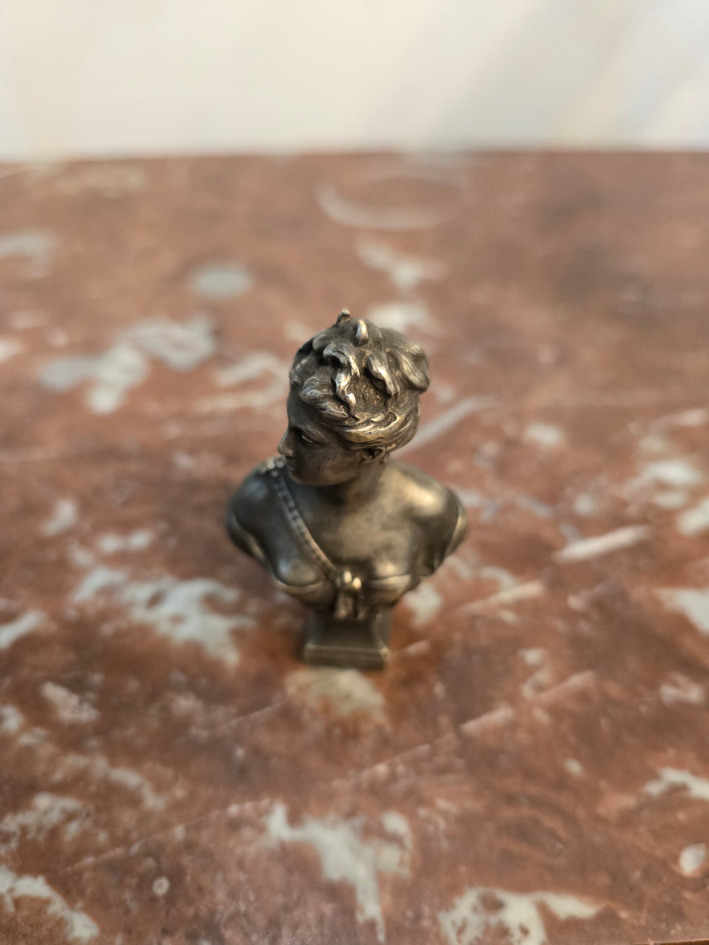 Sceau en bronze argenté - signé houdon -Cachet de cire - Buste de Diane - Fonderie Susse Frères Paris