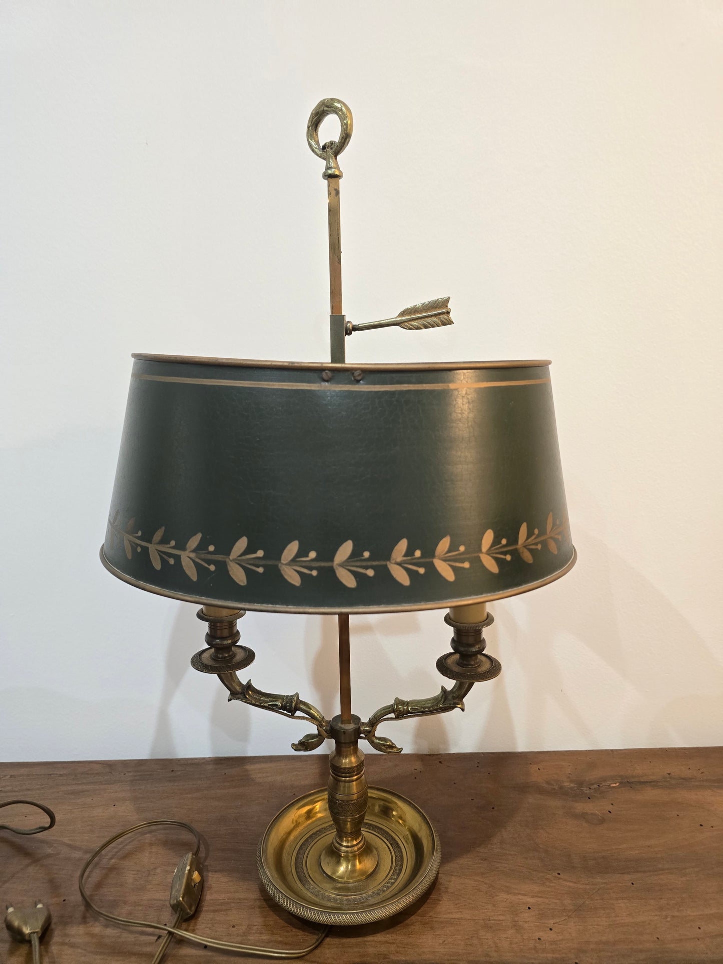 Lampe Bouillotte Empire à Deux Feux en Laiton