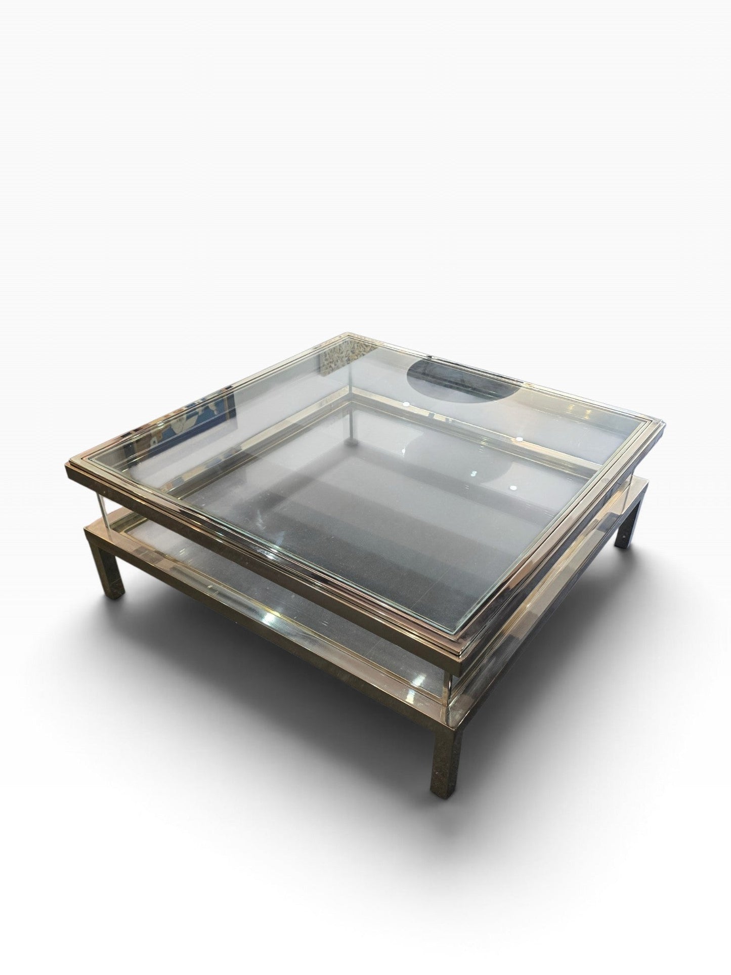 Table basse à plateau coulissant – Design 70 – Chrome & verre – 108 cm