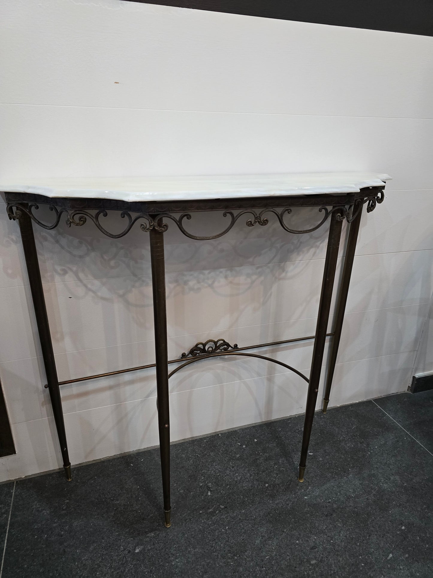 Console en fer forgé et plateau marbre – Style Art Déco / Néoclassique