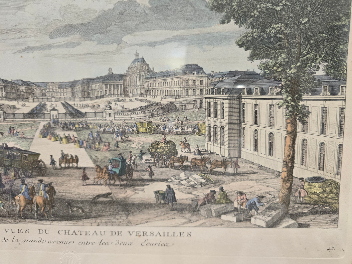 Gravure encadrée – Vue du Château de Versailles depuis la grande avenue