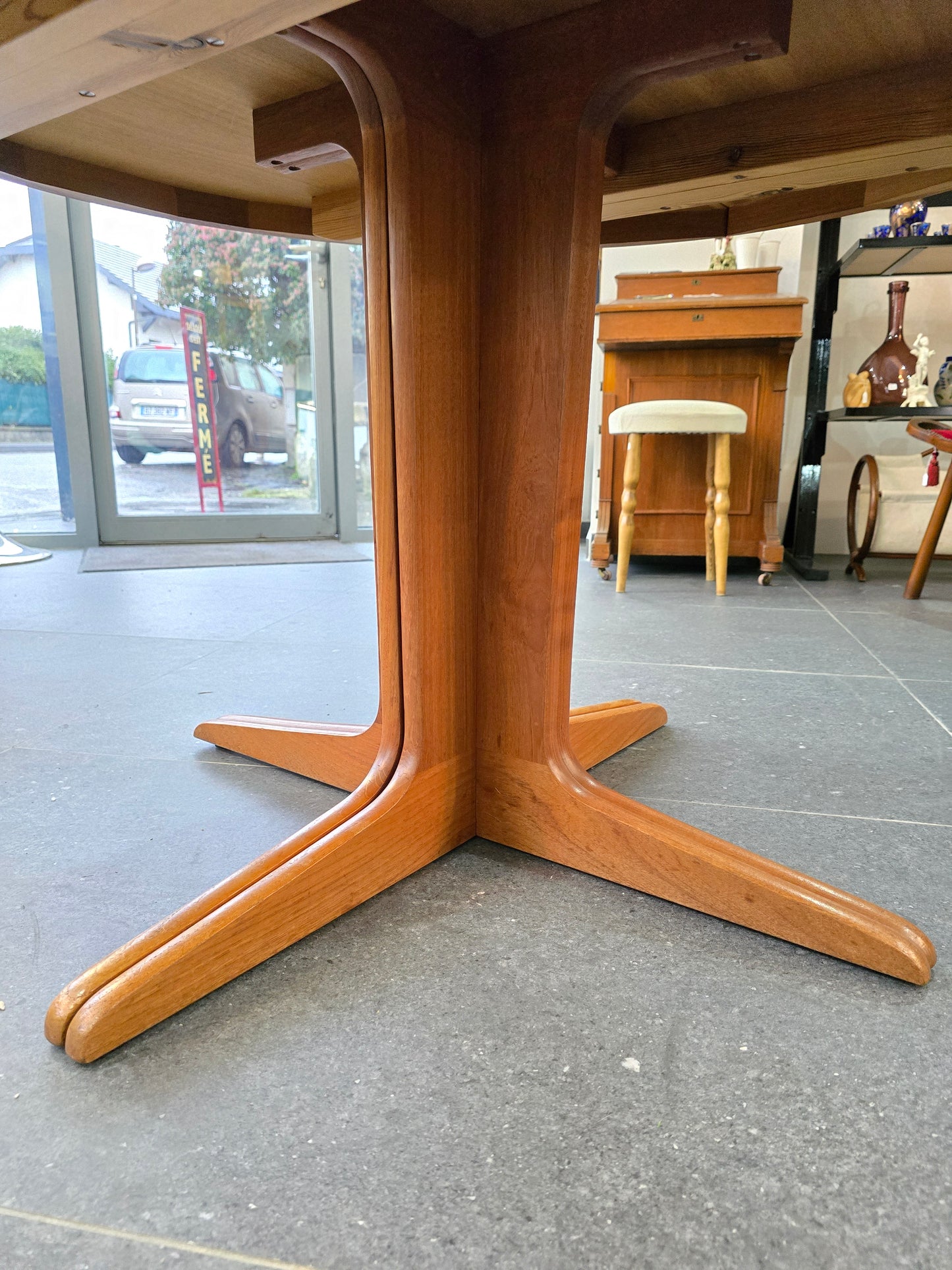 Table ronde extensible en teck – Design scandinave vintage – Ø120 cm + 2 rallonges