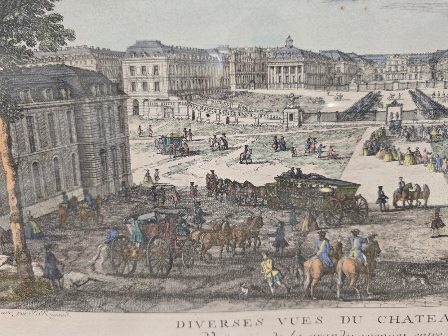 Gravure encadrée – Vue du Château de Versailles depuis la grande avenue
