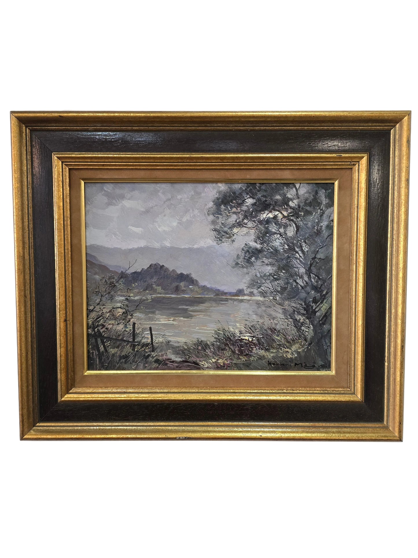 Œuvre encadré - Henri Mege Lac d’Aiguebelette