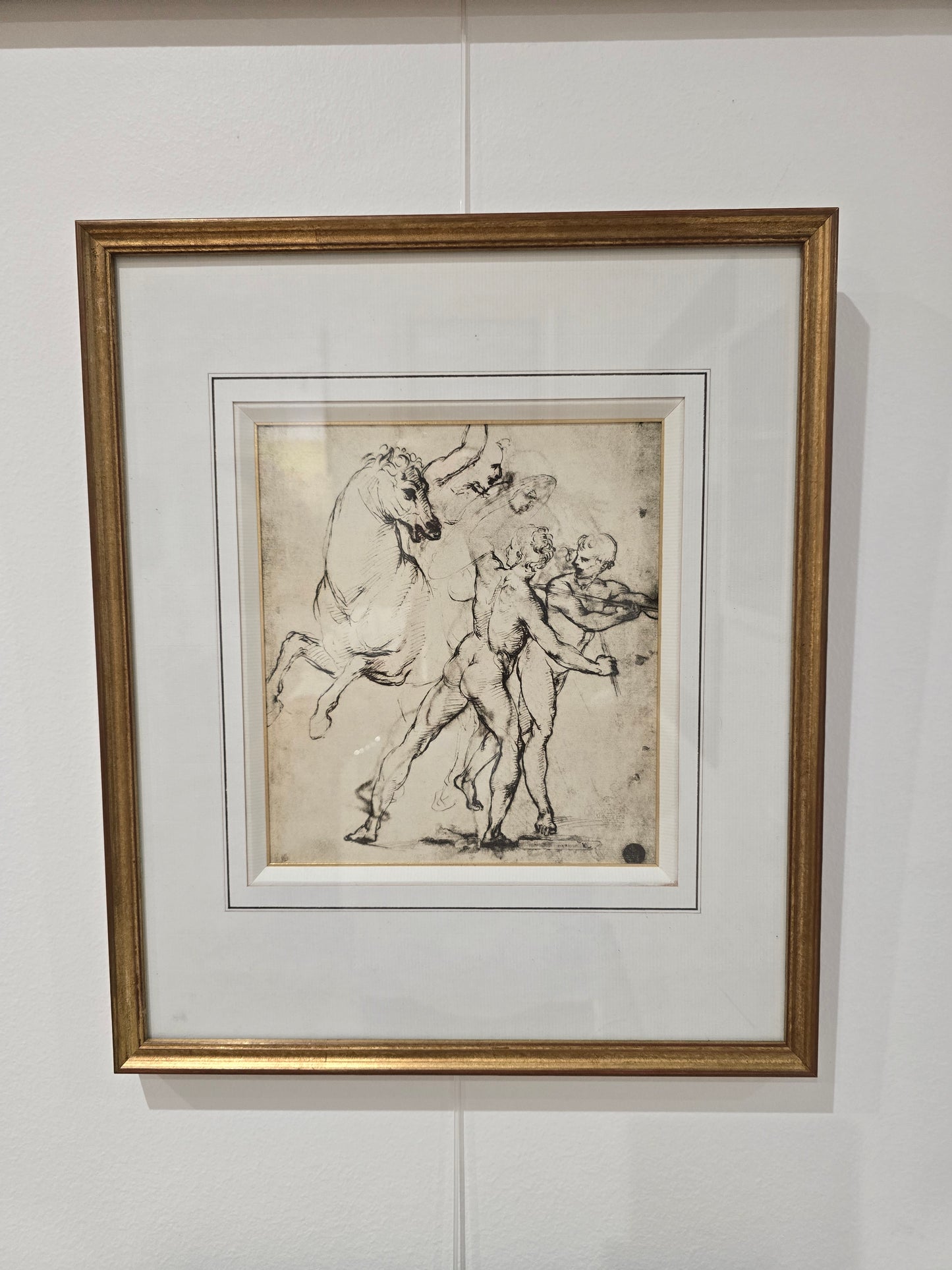 Dessin encadré d’après maître ancien – Homme tirant un animal