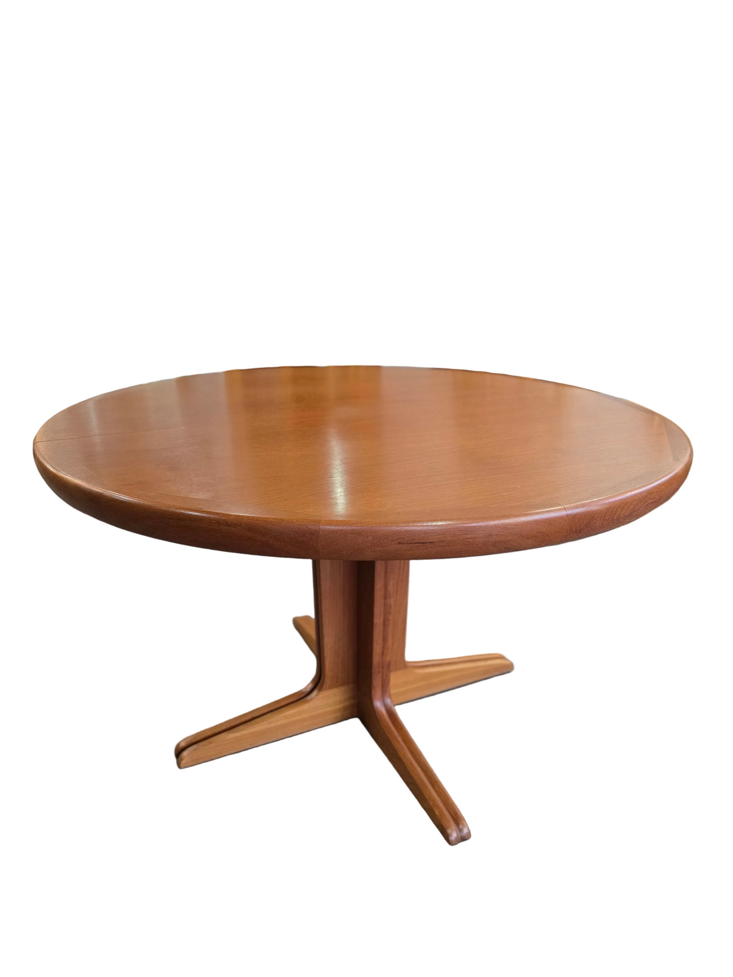 Table ronde extensible en teck – Design scandinave vintage – Ø120 cm + 2 rallonges