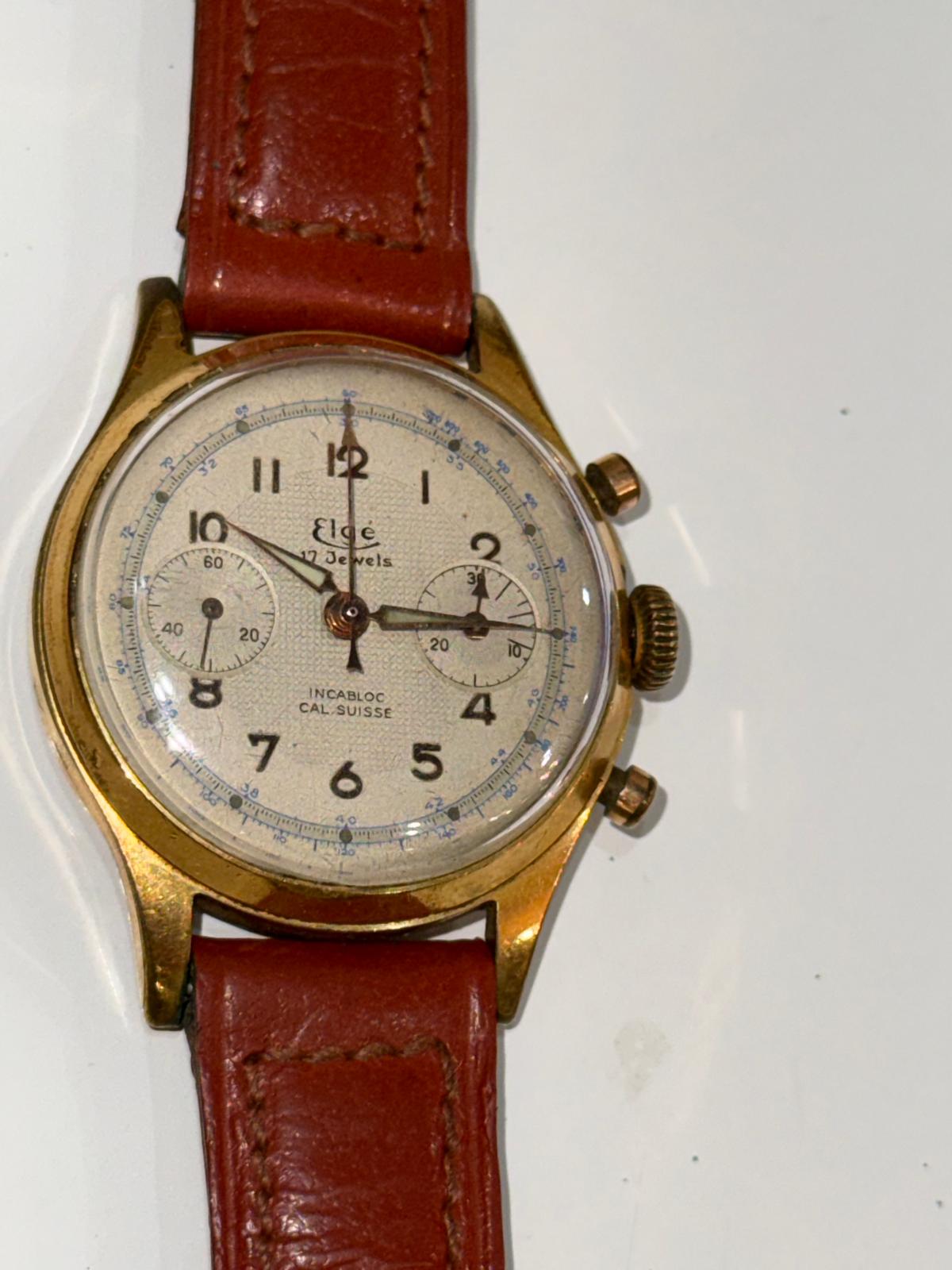 Montre Chronographe Vintage Elgé – 17 Jewels – Incabloc – Calibre Suisse