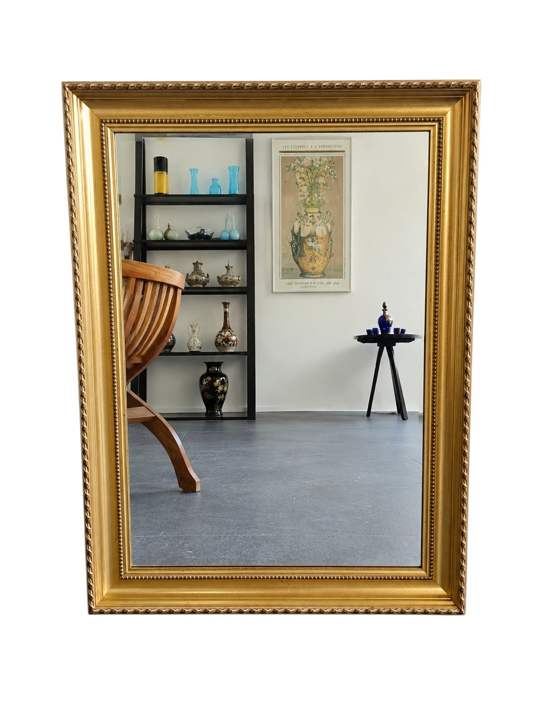 Miroir doré à glace biseautée – 70 × 52 cm