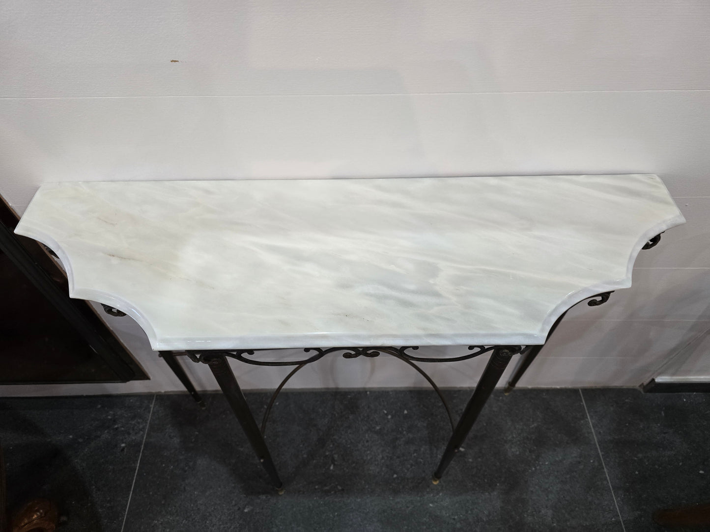 Console en fer forgé et plateau marbre – Style Art Déco / Néoclassique