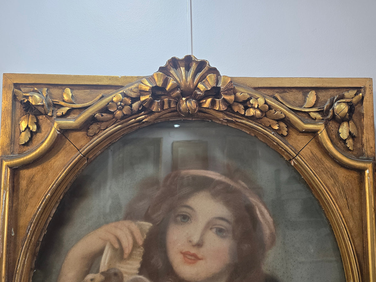 Superbe Paire de Pastels Fin XIXe – Style Greuze – Cadres d'Origine Bois Doré