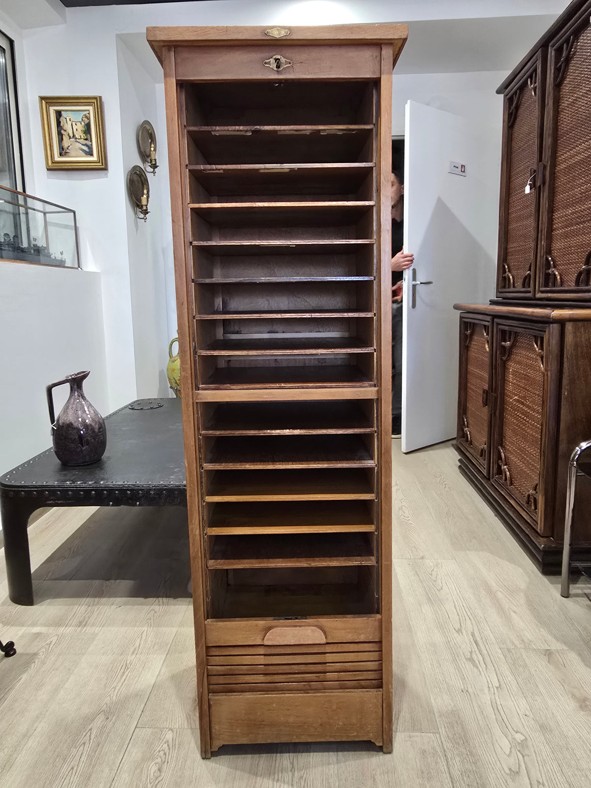 Classeur ancien GM RADIA à rideau – meuble de bureau années 30/40
